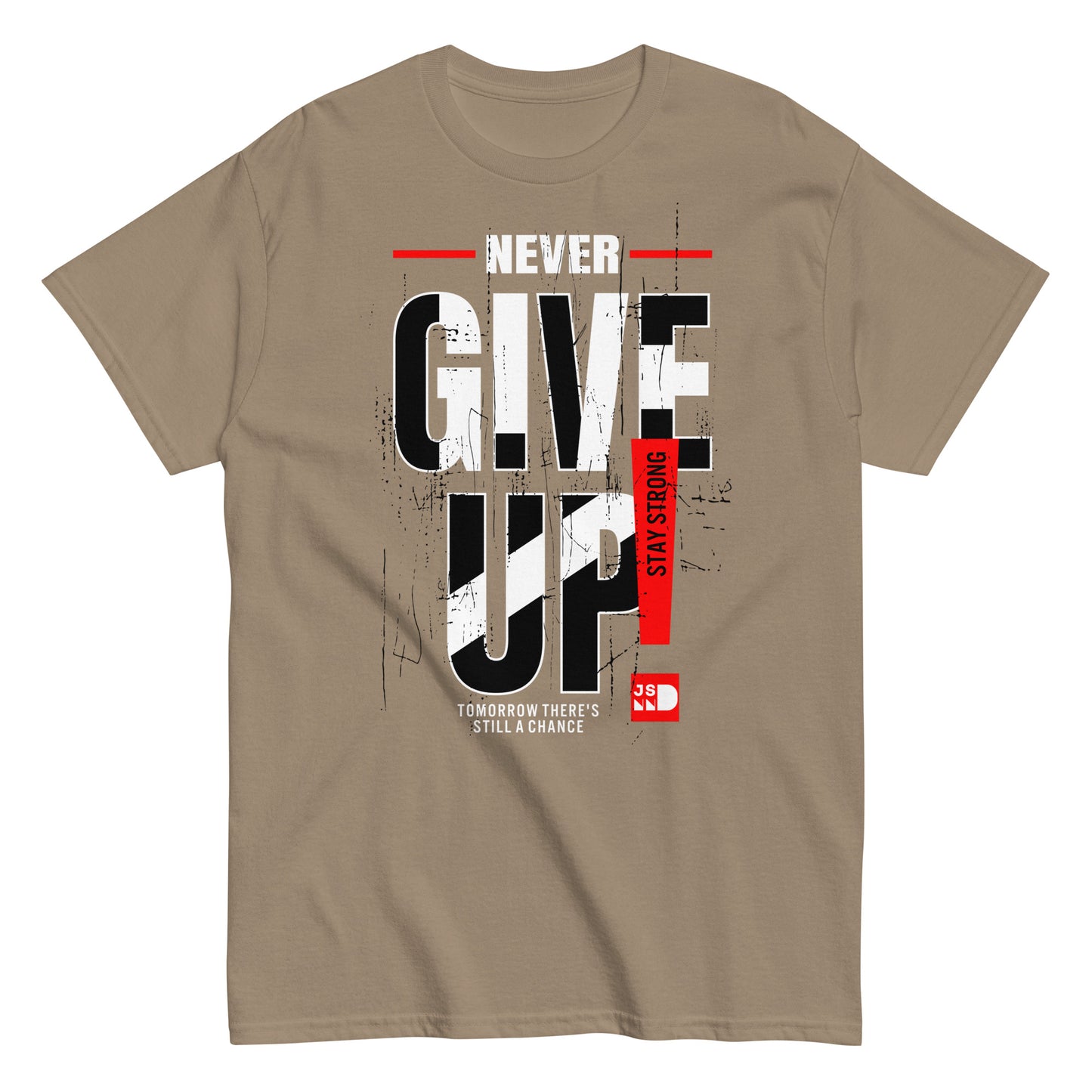 Never give up classic tee