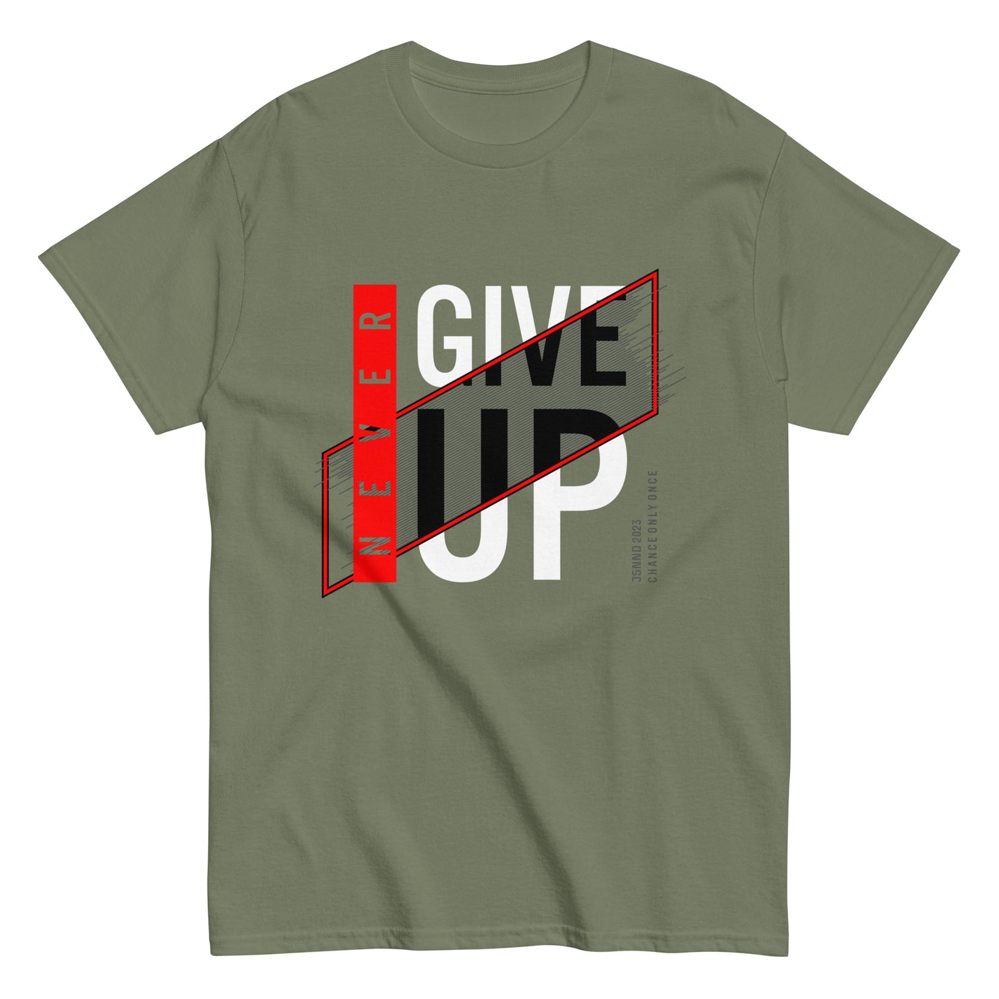 Never give up classic tee