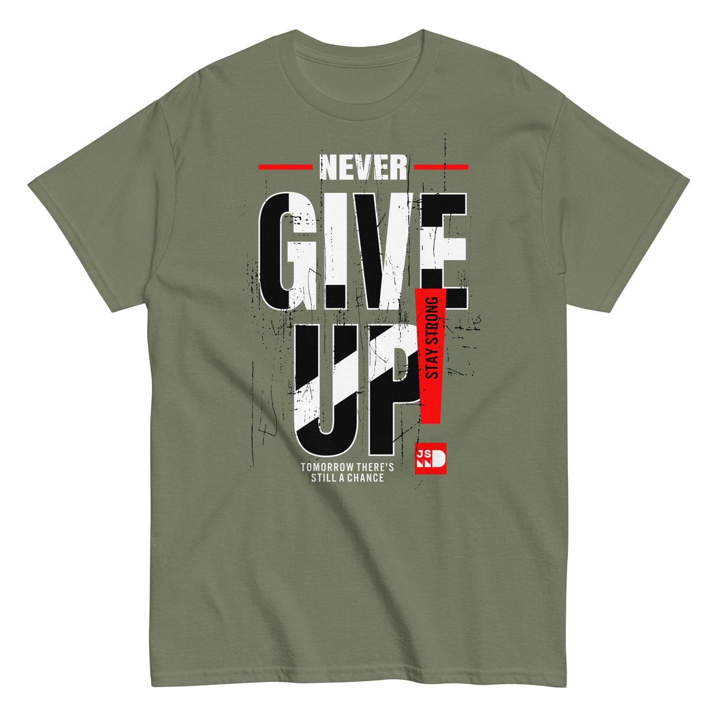 Never give up classic tee